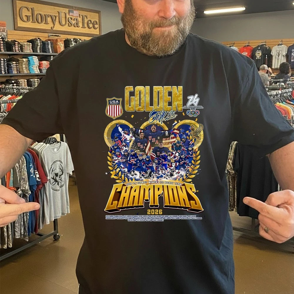 Double Gold Medalists 2026 Us Olympic Women’s Ice Hockey Team Champions Shirt