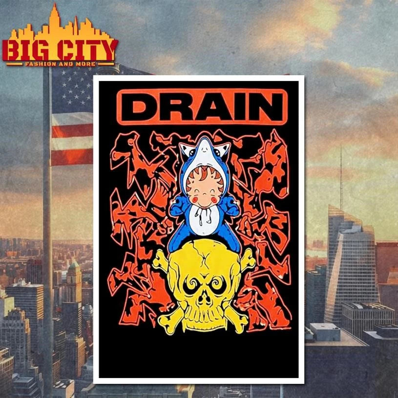 Drain Merch Is Your Friend Tour 2026 Skull Shark Rider Artwork Shirt