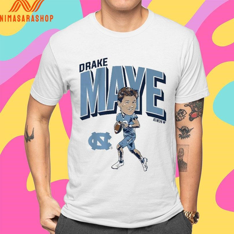 Drake Maye Pro Caricature North Carolina Tar Heels Football Shirts