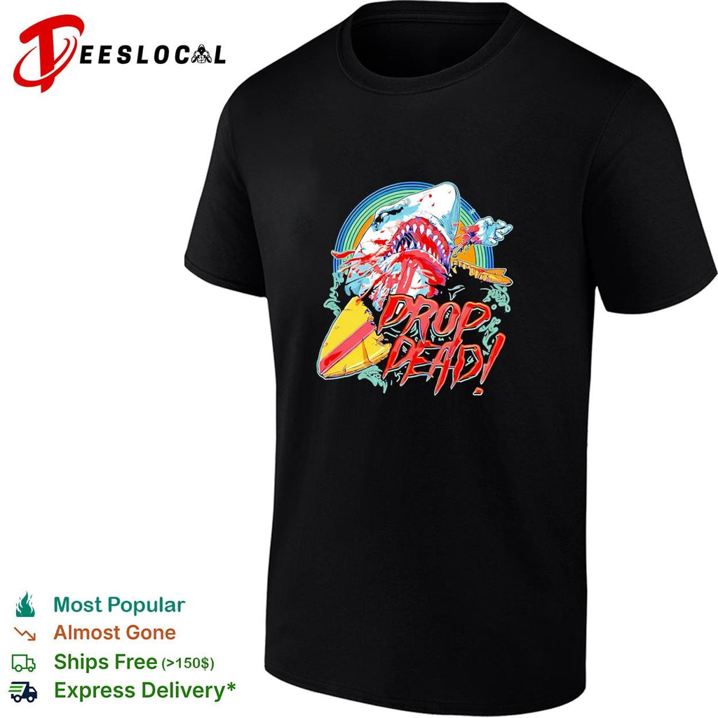 Drop Dead shark attack surfboard vintage shirt