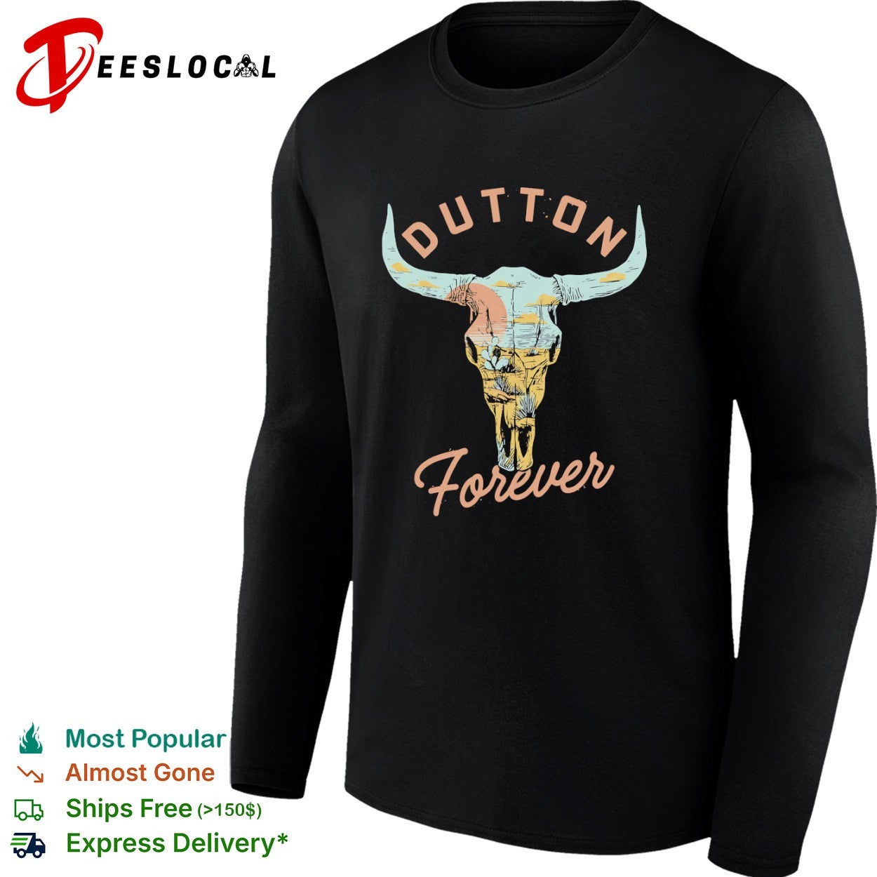 Dutton Forever Western Bull Skull Desert Landscape shirt