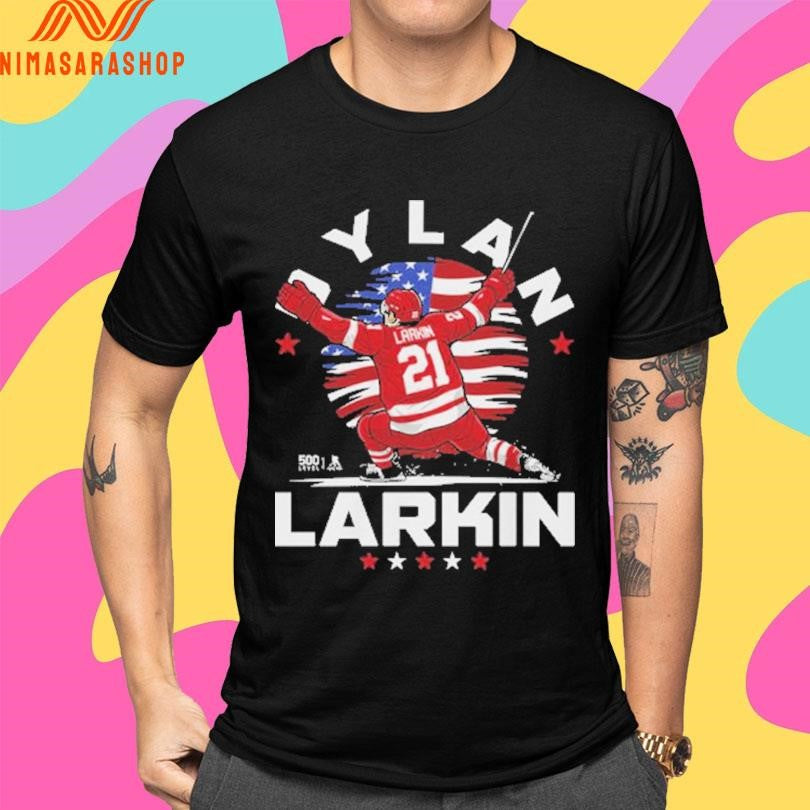 Dylan Larkin Detroit USA Flag Celebration 2026 Shirts