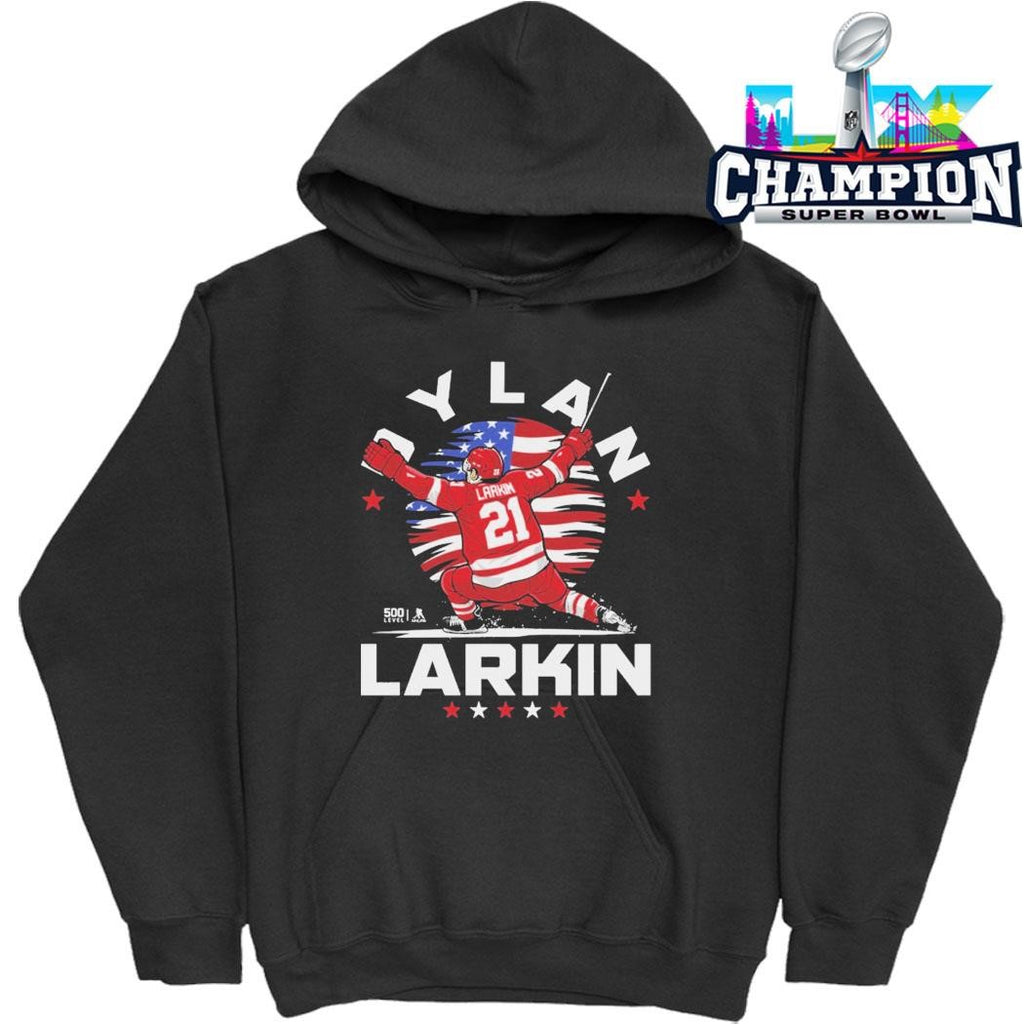 Dylan Larkin Detroit USA Flag Celebration Shirt