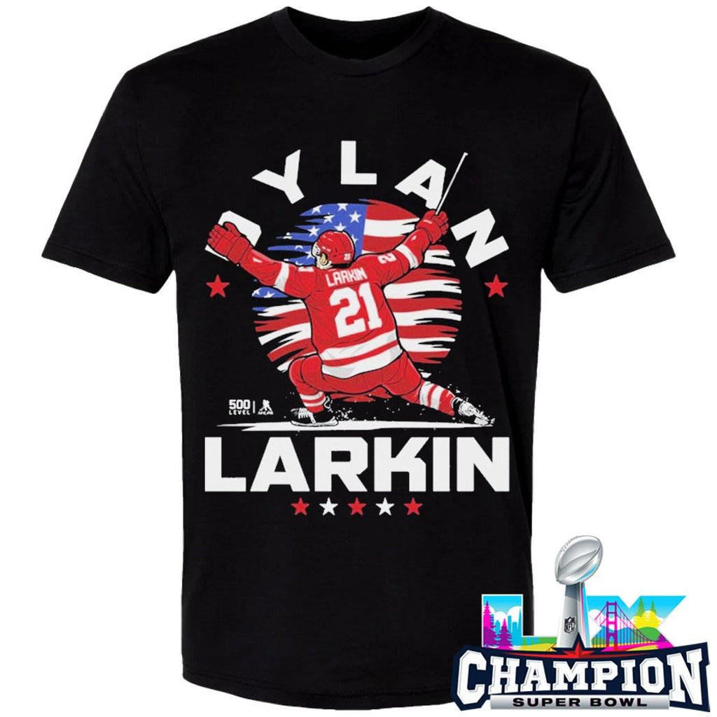 Dylan Larkin Detroit USA Flag Celebration Shirt