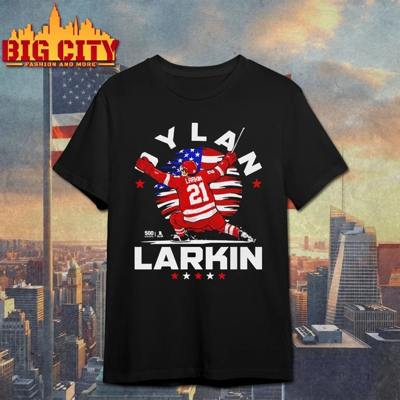 Dylan Larkin Detroit USA Flag Celebration t-shirt