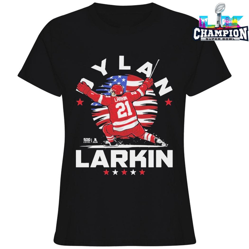 Dylan Larkin Detroit USA Flag Celebration Shirt