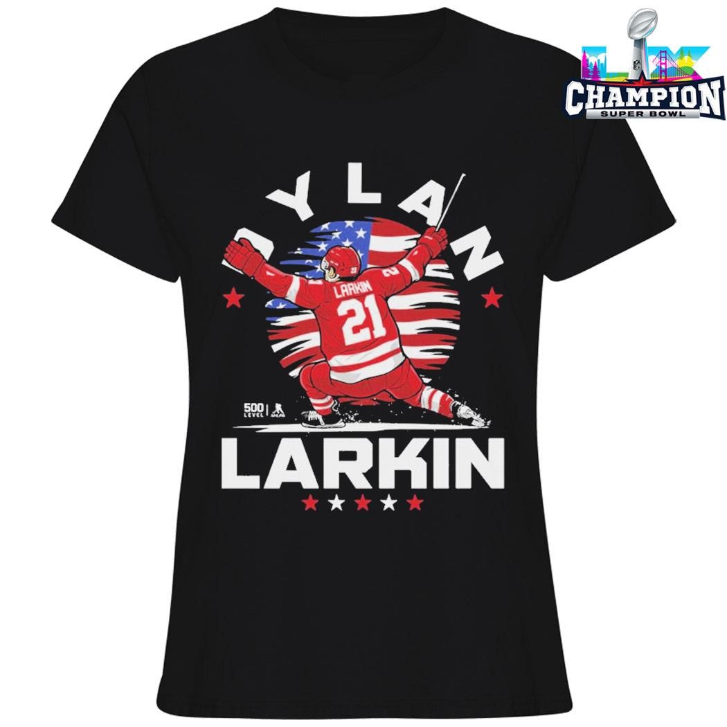 Dylan Larkin Detroit USA Flag Celebration Shirt