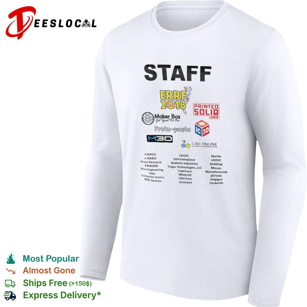 ERRF 2018 STAFF Printed Solid Maker Box Proto pasta M30 E3D shirt
