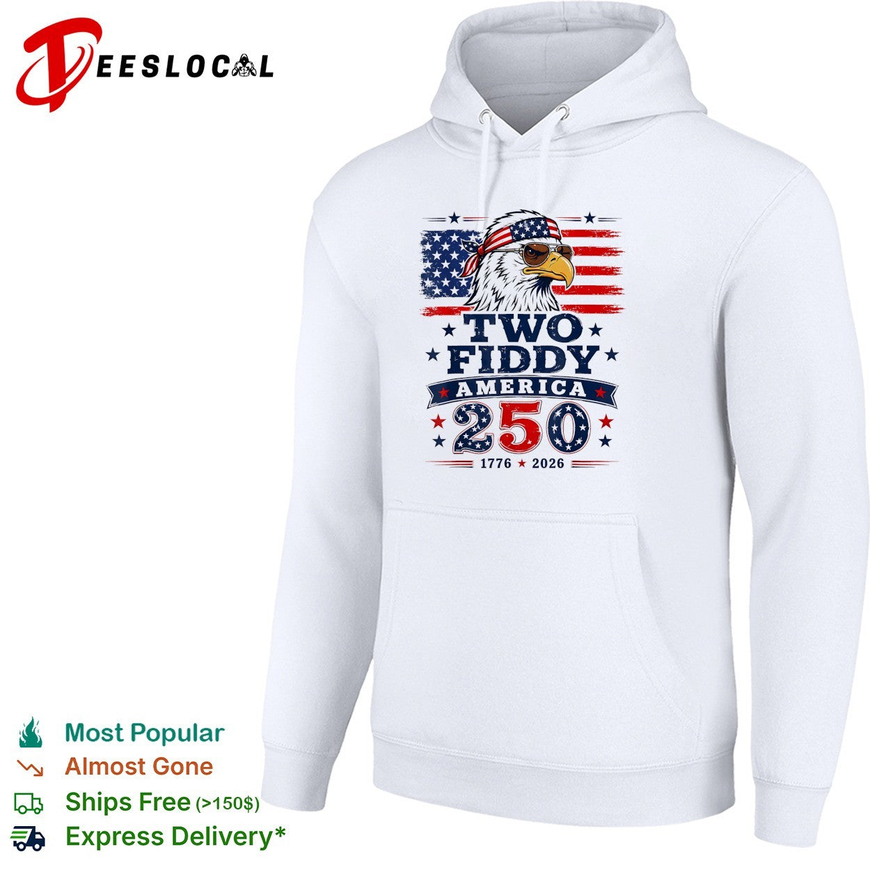 Eagle wearing bandana Two Fiddy America 250 1776 2026 shirt