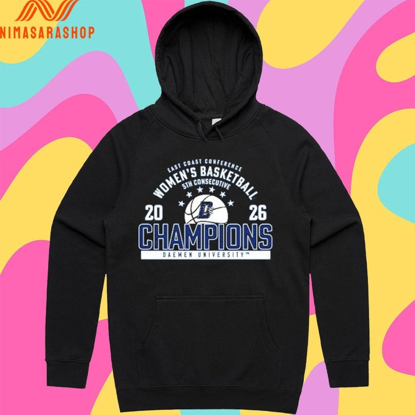 East Coast Conference Women’s Basketball 5th Consecutive 2026 Champions Daemen University Shirts