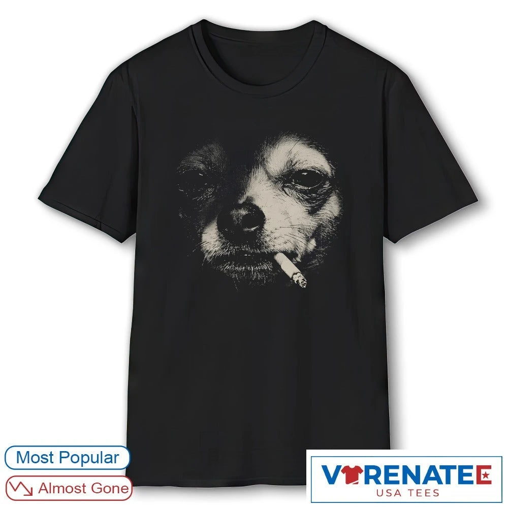 Edgy Smoking Chihuahua Vintage Y2K Grunge Halftone Dog Graphic shirt