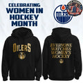 Edmonton Oilers Celebrating Women In Hockey Month Logo Two Sided T-Shirt