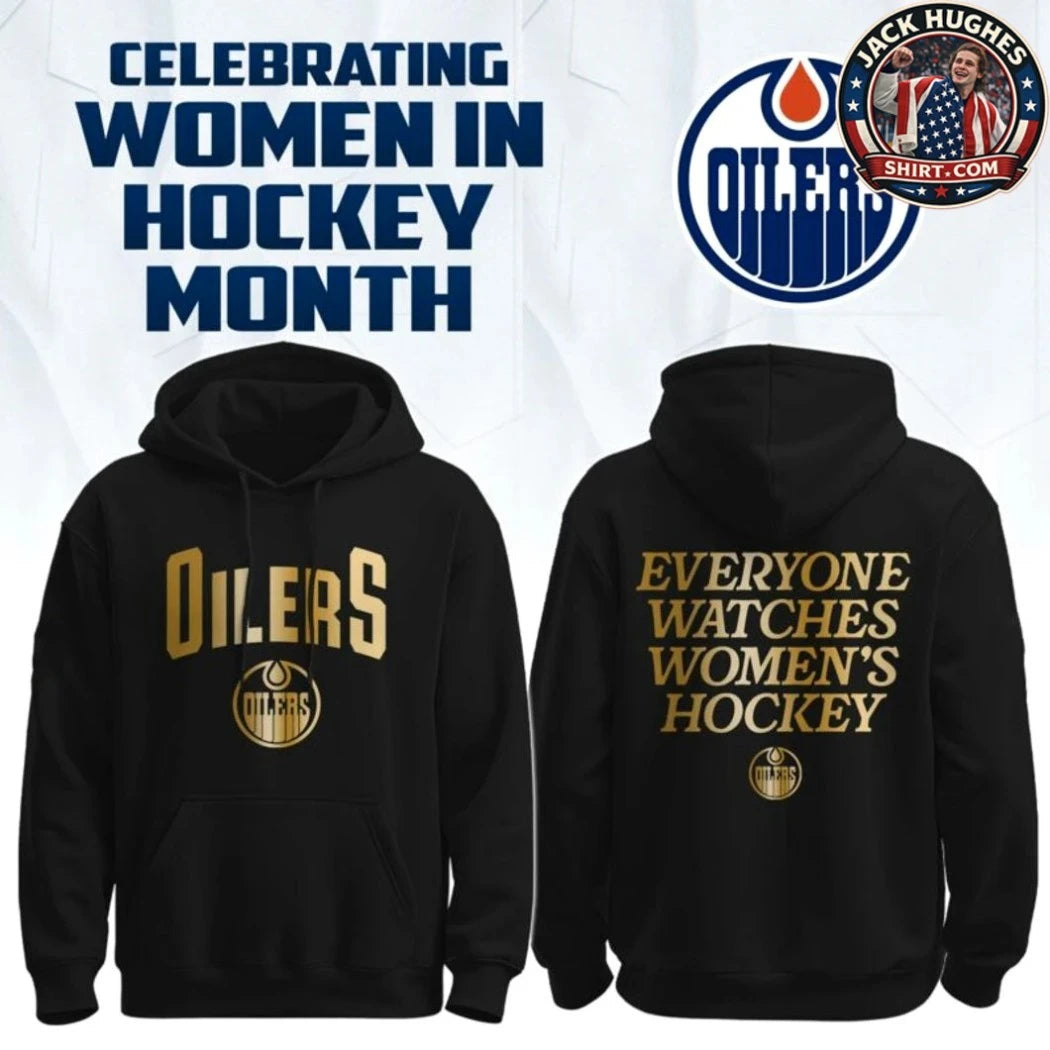Edmonton Oilers Celebrating Women In Hockey Month Logo Two Sided T-Shirt