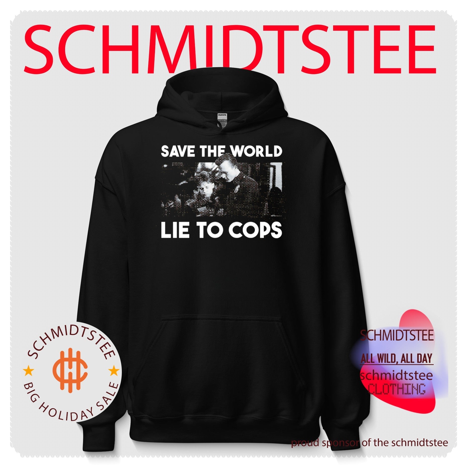Edward Furlong and Robert Patrick Save the World Lie to Cops Halftone shirt