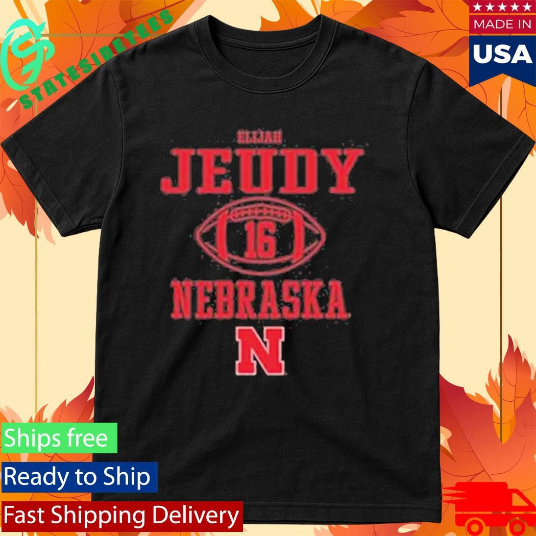 Elijah Jeudy Rally Mens Black Nebraska Cornhuskers Nil Sport Icon Shirt