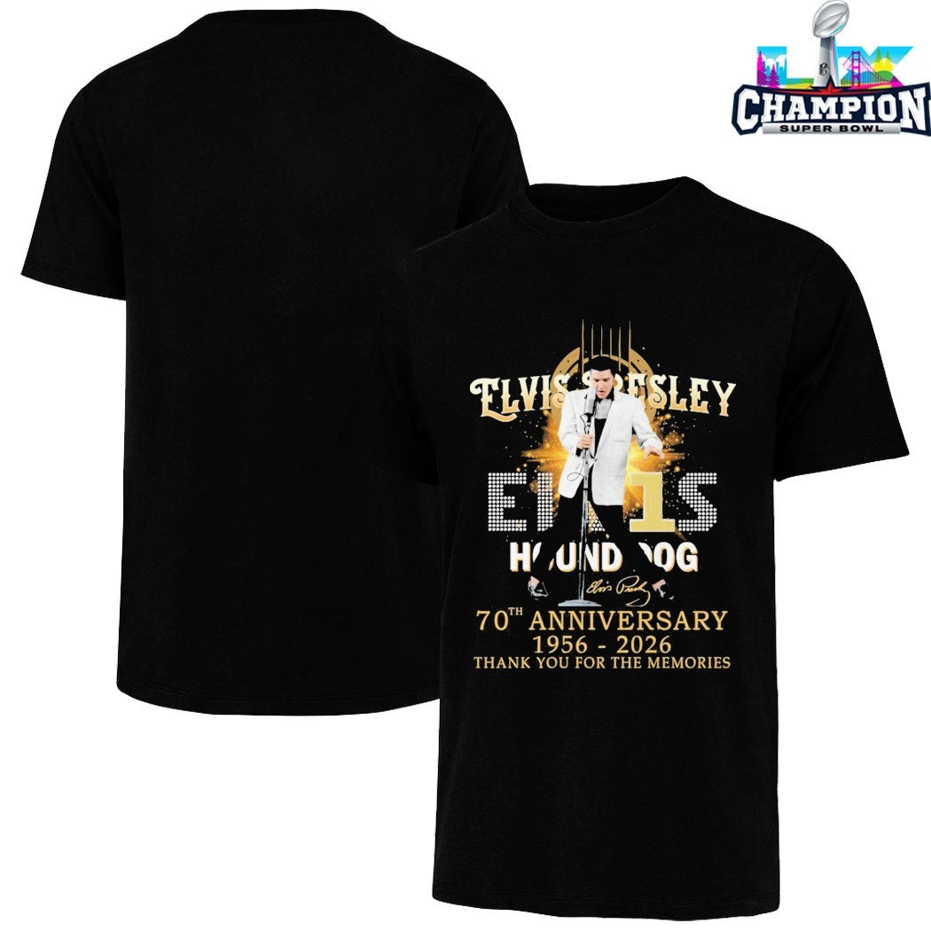 Elvis Presley Hound Dog 70th Anniversary 1956 2026 Thank You For The Memories Signature T-shirts