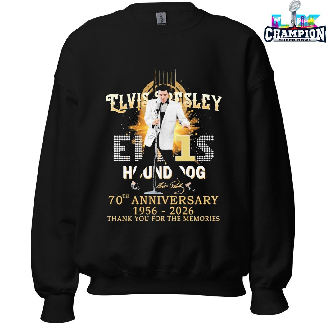 Elvis Presley Hound Dog 70th Anniversary 1956 2026 Thank You For The Memories Signature T-shirts