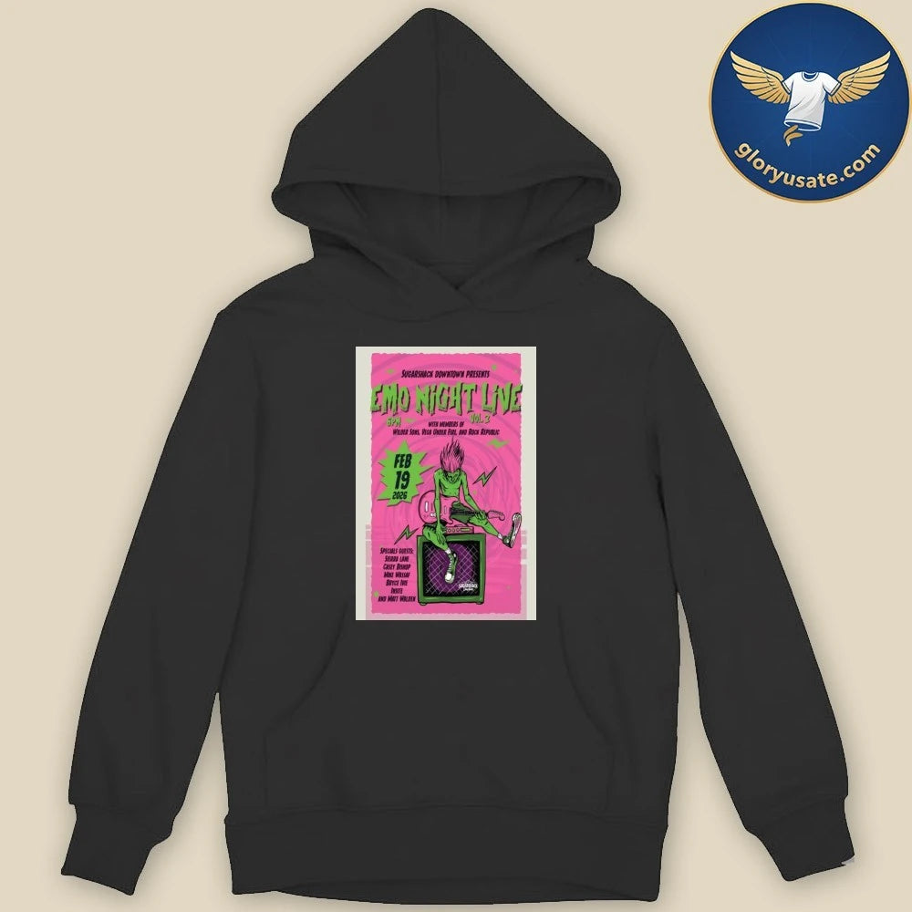 Emo Night Live Feb 19 2026 Sugarshack Downtown Event Poster Shirt