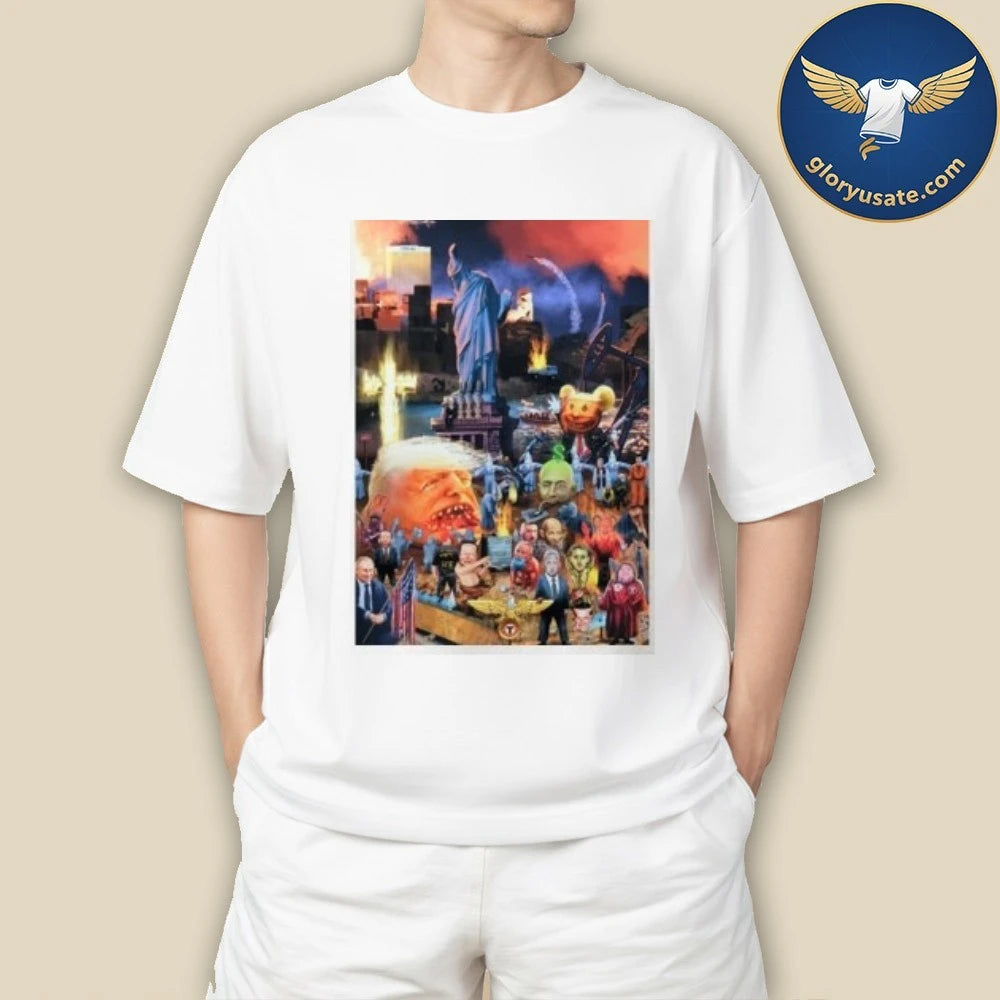 End Of Empire Dystopian Political Collage Bold Graphic Shirt