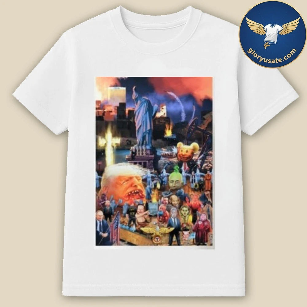 End Of Empire Dystopian Political Collage Bold Graphic Shirt