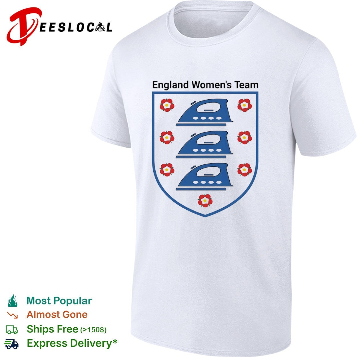 England Womens Team Iron Parody Crest England National Football Team Soccer shirt