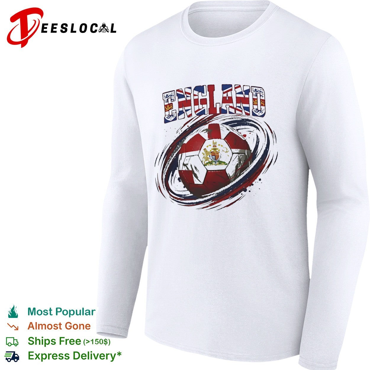 England soccer national team crest flag swirl shirt