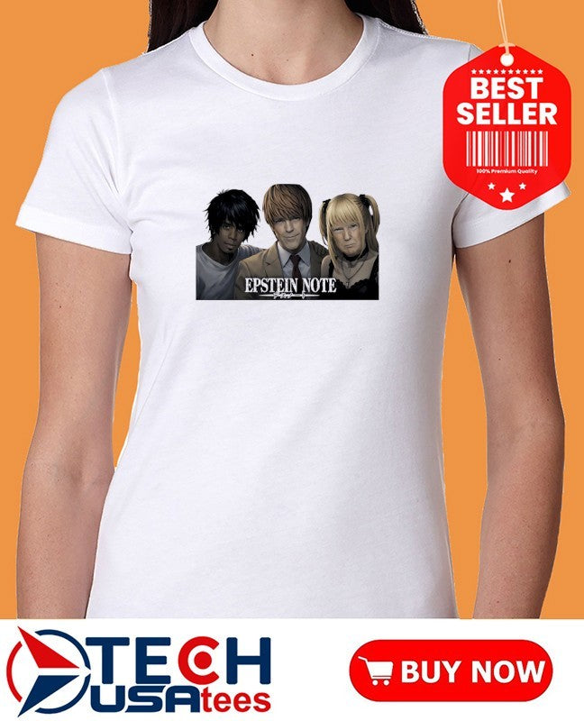 Epstein Note X Death Note anime parody shirt