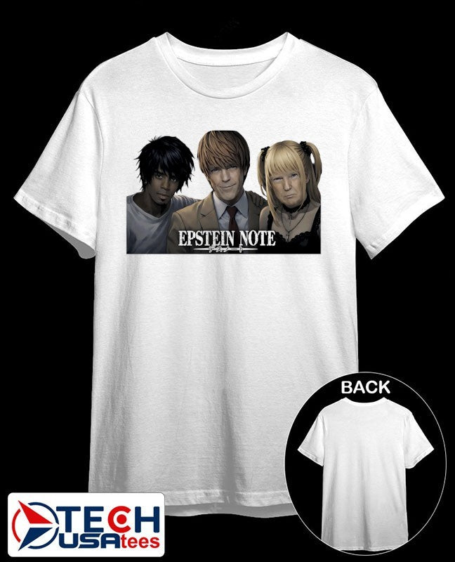Epstein Note X Death Note anime parody shirt