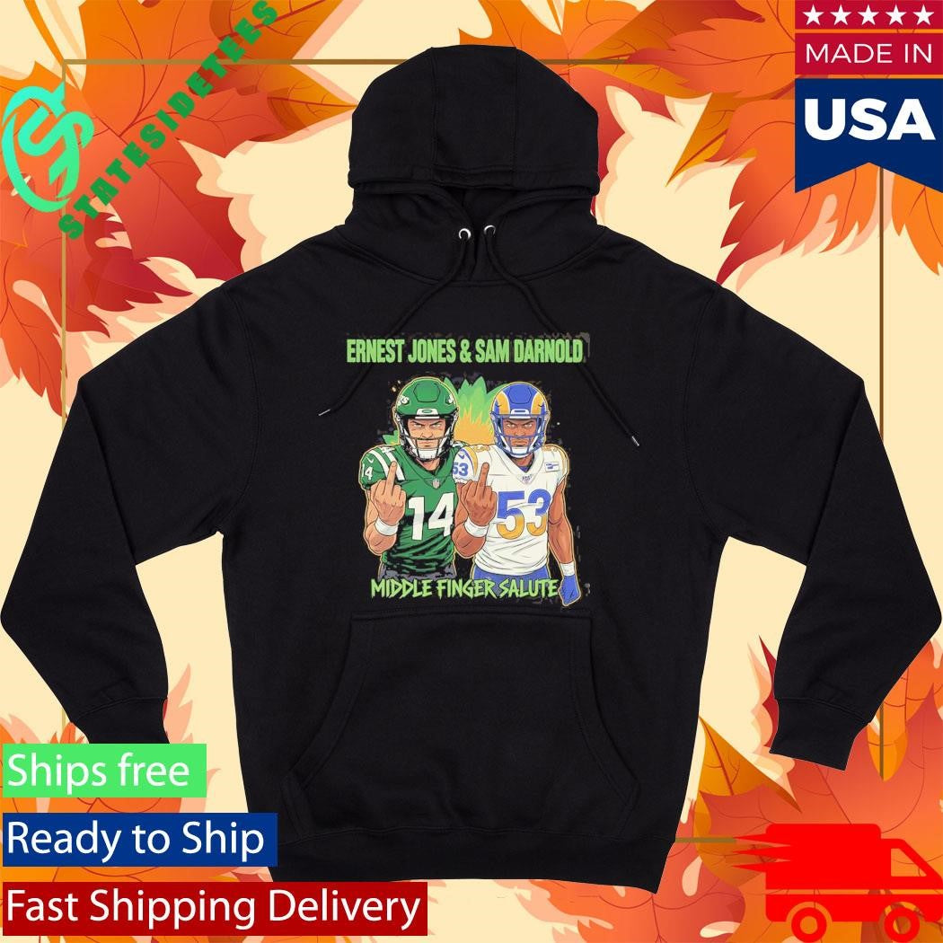 Ernest Jones &amp; Sam Darnold Middle Finger Salute Graphic Design T-Shirt