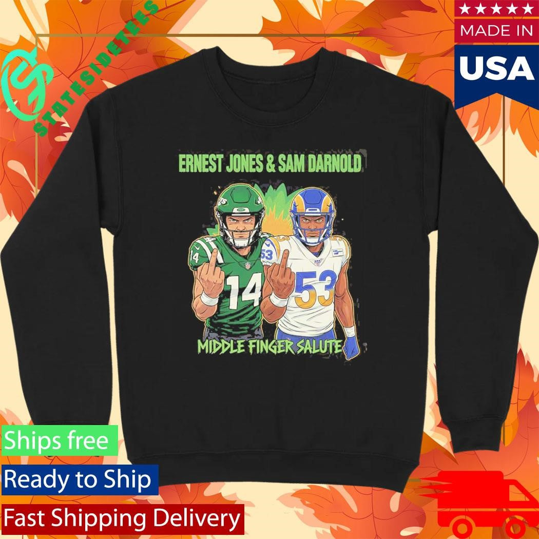 Ernest Jones &amp; Sam Darnold Middle Finger Salute Graphic Design T-Shirt