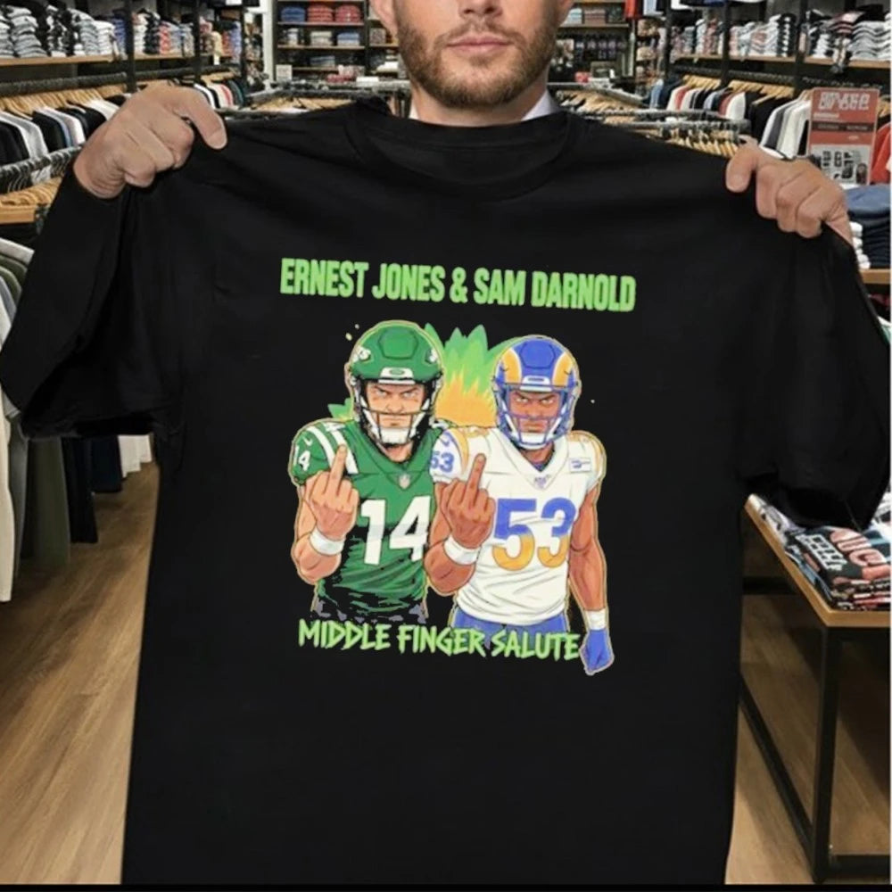 Ernest Jones &amp; Sam Darnold Middle Finger Salute Graphic Design Shirt