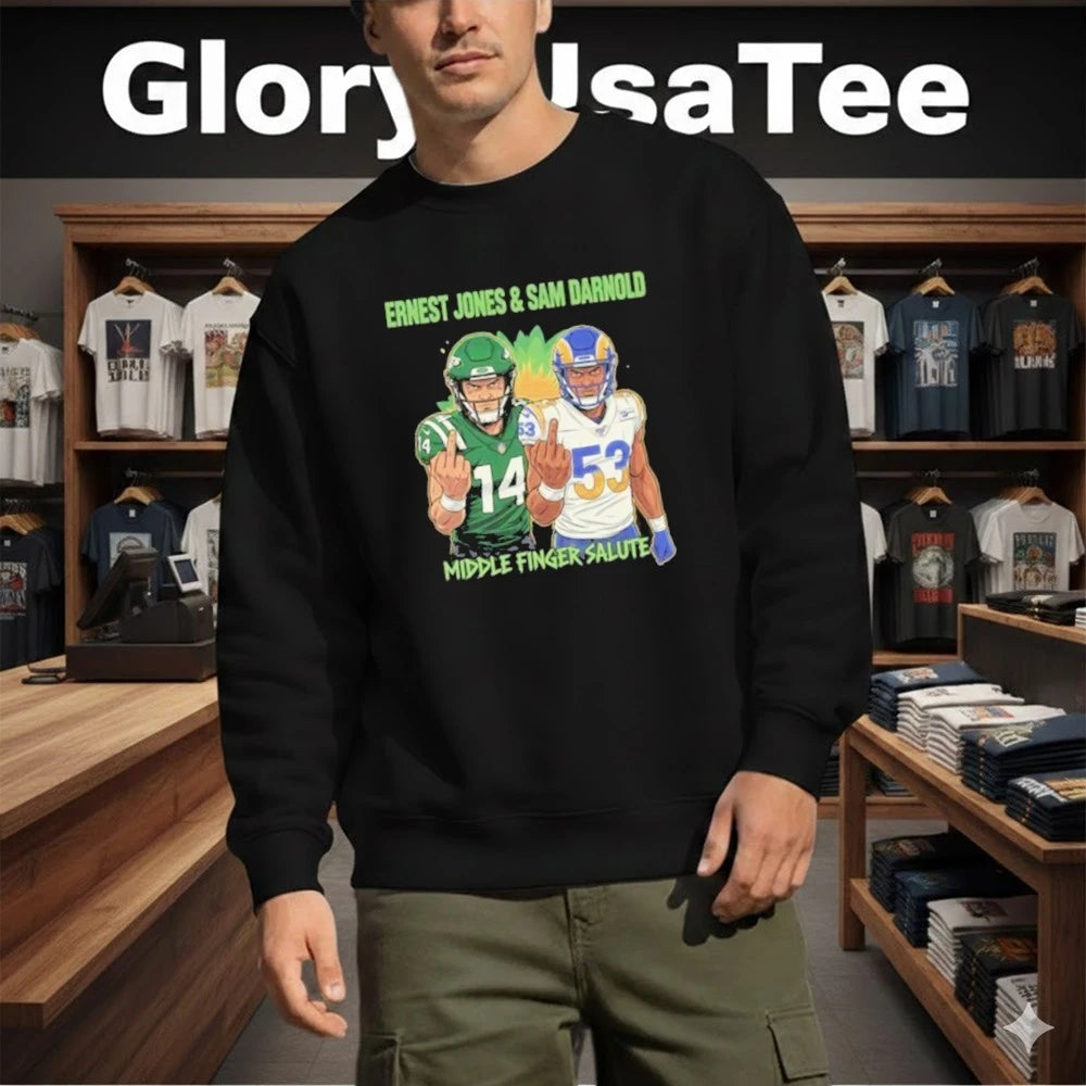 Ernest Jones &amp; Sam Darnold Middle Finger Salute Graphic Design Shirt