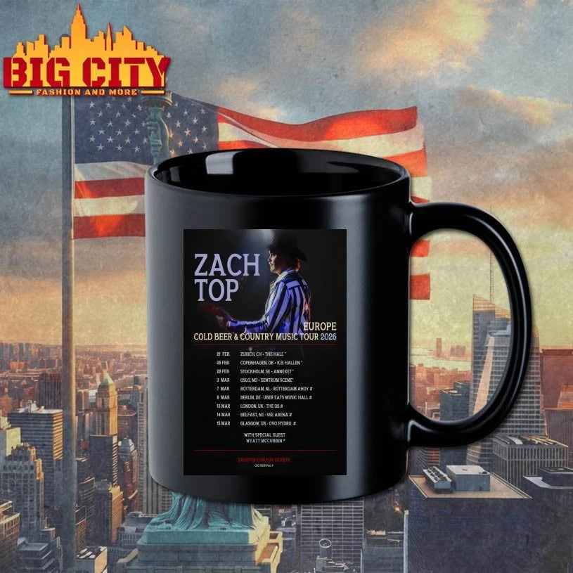 Europe Cold Beer &amp; Country Music Tour 2026 Zach Top Poster shirts