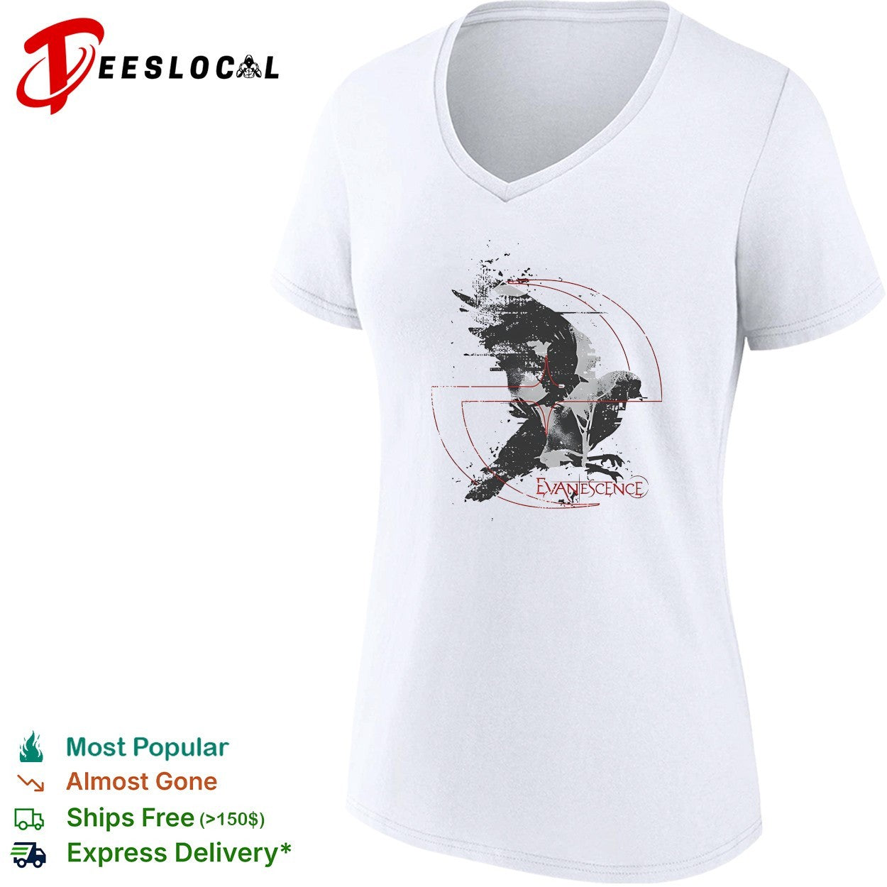 Evanescence raven graphic shirt