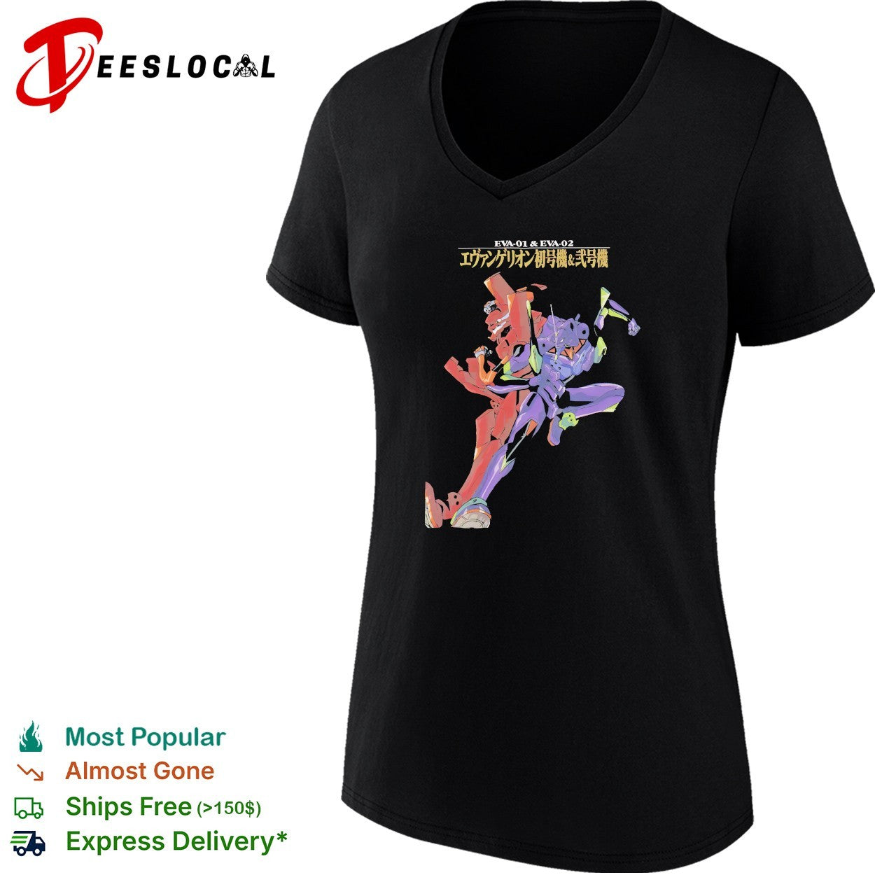 Evangelion Eva 01 and Eva 02 Evangerion Shogoki and Nigoki graphic anime shirt