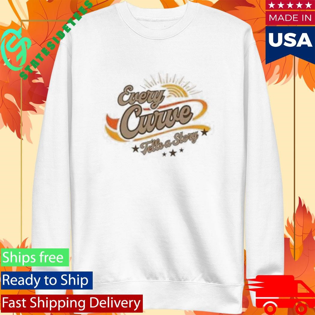 Every Curve Tells A Story Body Positive Retro Sunset Design T-Shirt