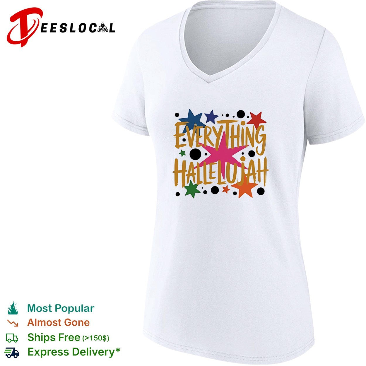 Everything hallelujah stars colorful vintage shirt