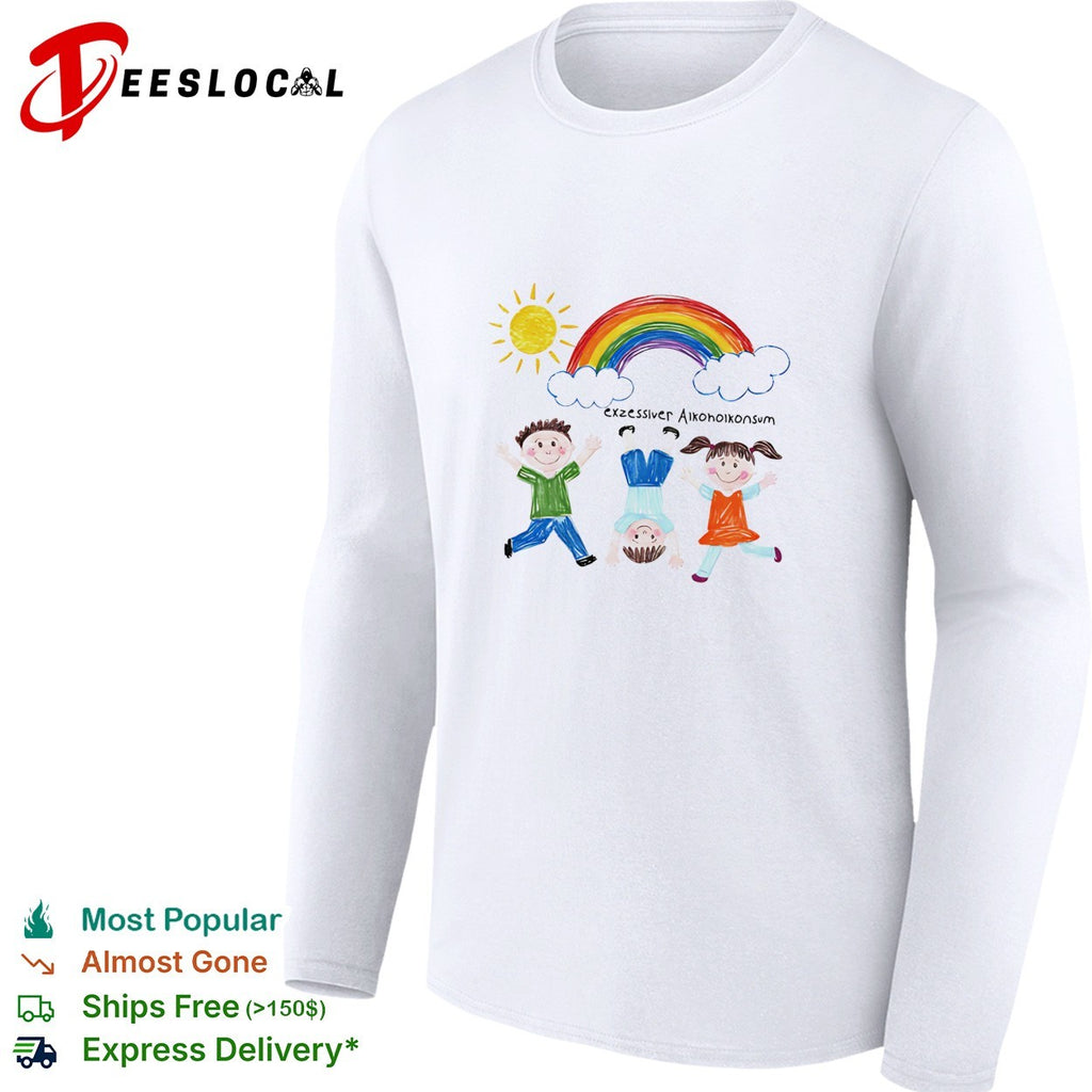 Exzessiver Alkoholkonsum kids drawing rainbow and cloud shirt