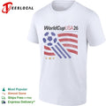 FIFA World Cup USA 2026 soccer ball flag stripes vintage distressed logo shirt