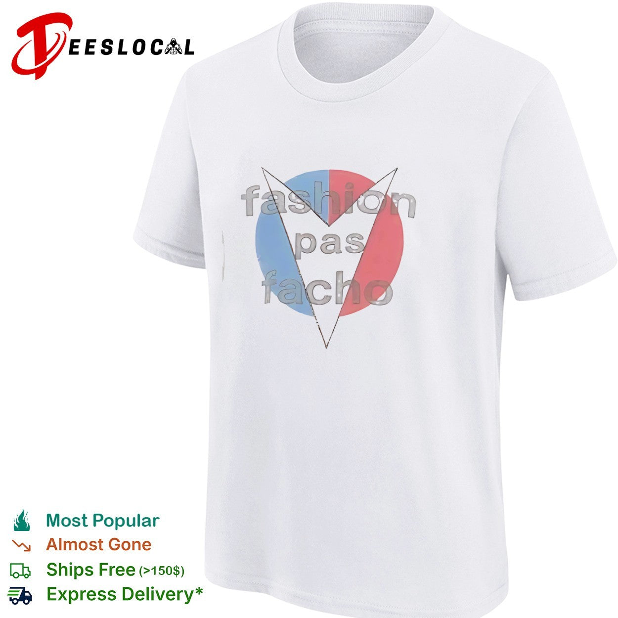 Fashion pas facho red and blue circular symbol shirt