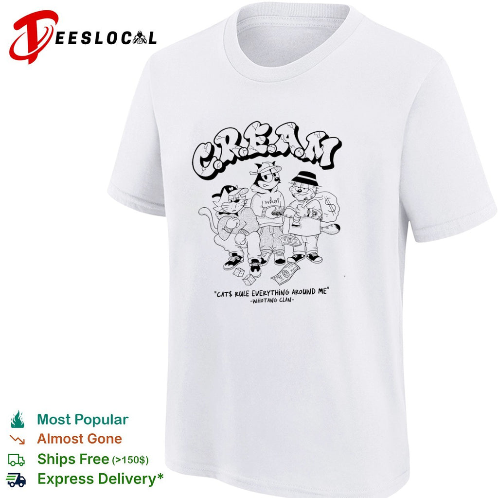 Felix the Cat and Garfield Wu Tang Clan Cream Cats Rule Everything Around Me shirt