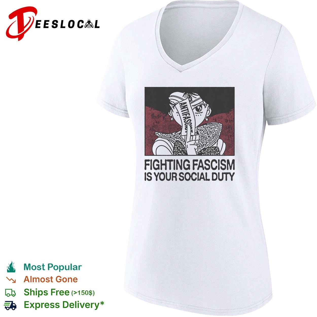 Fist holding flowers fighting fascism is your social duty shirt