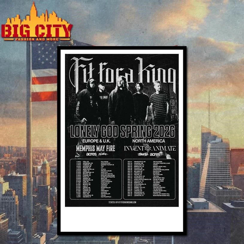 Fit For A King Lonely God Spring 2026 World Tour Europe And UK And North America Poster Shirt