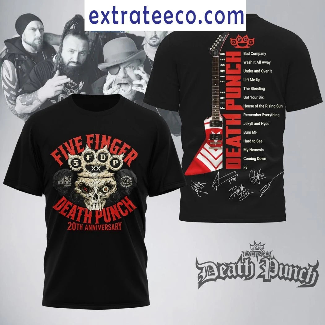 Five Finger Death Punch Anniversary Knucklehead Celebrates 20 Years Signature Hoodie Shirt