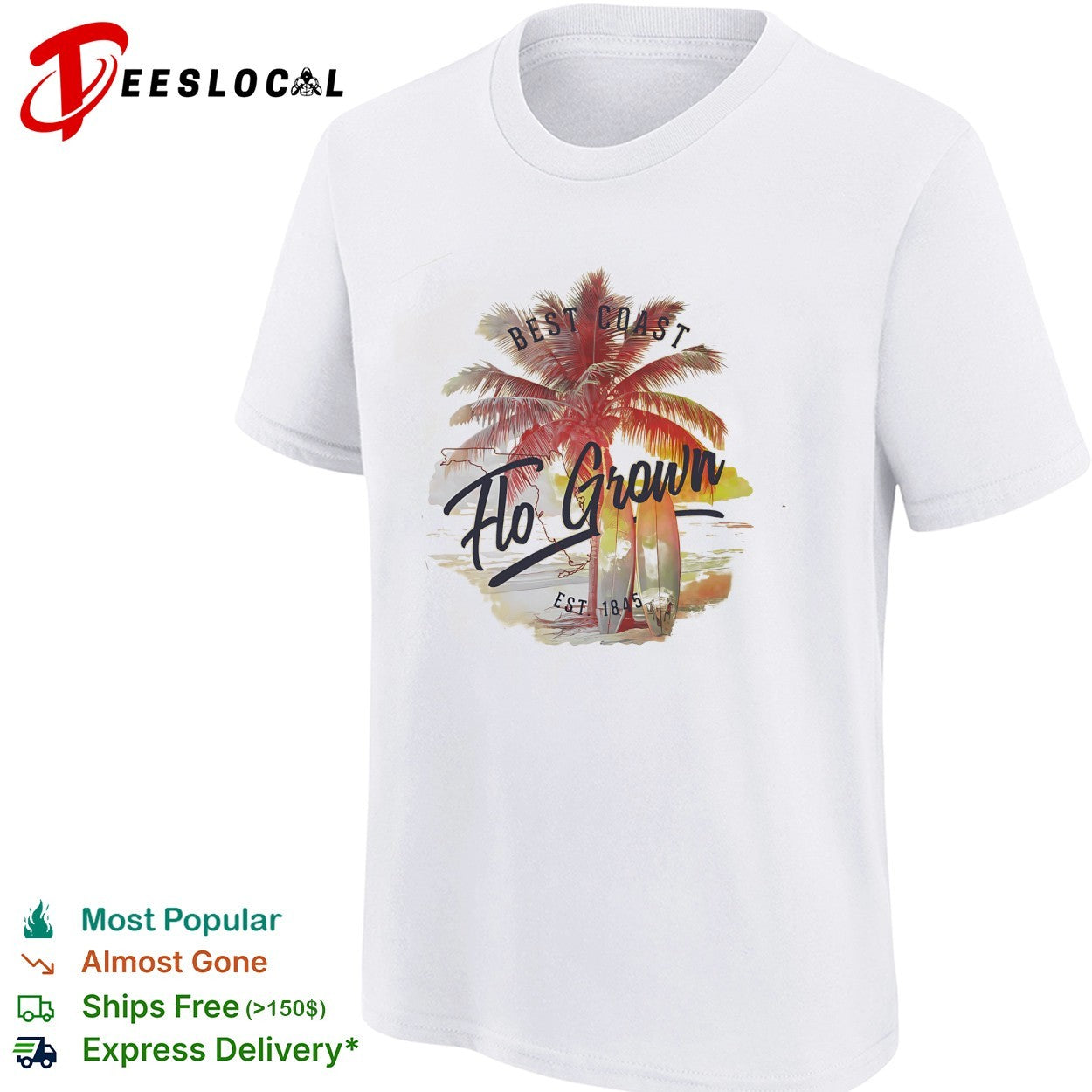 FloGrown best coast palm trees beach shirt