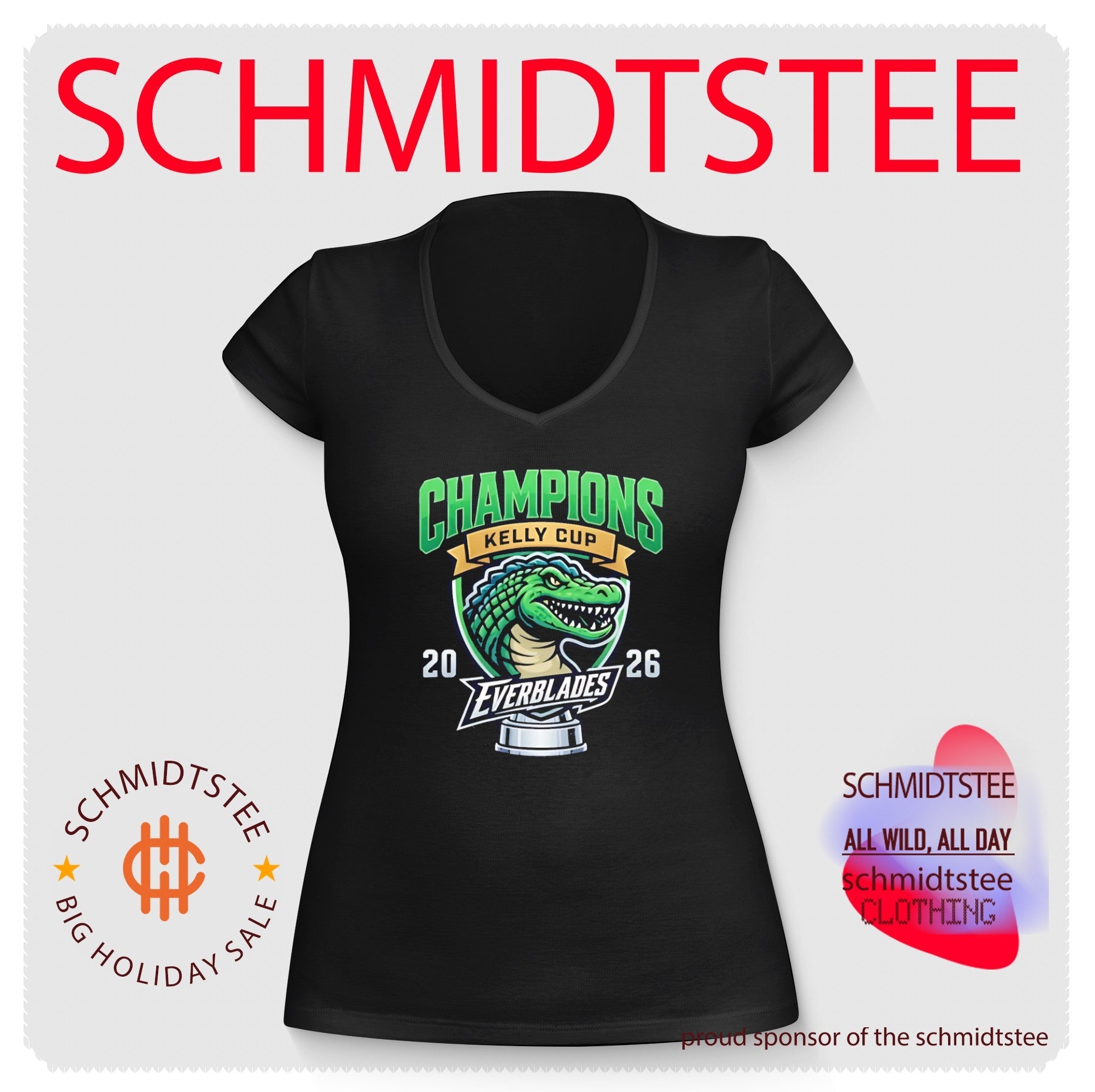 Florida Everblades 2026 Kelly Cup Champions graphic alligator shirt