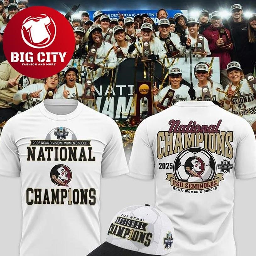 Florida State Seminoles NCAA 2025 Women’s Soccer National Champions Two Sided Shirt