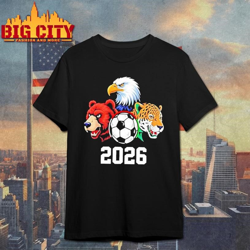 Football Soccer 2026 Mascots Usa Canada Mexico Fan Shirt