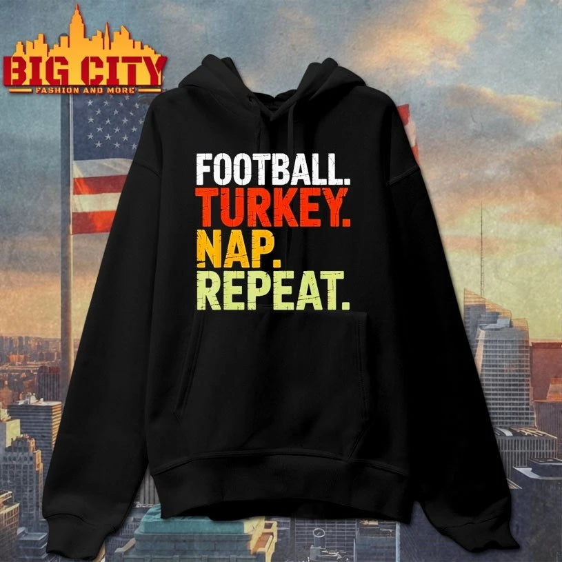 Football Turkey Nap Repeat Funny Thanksgiving vintage shirt