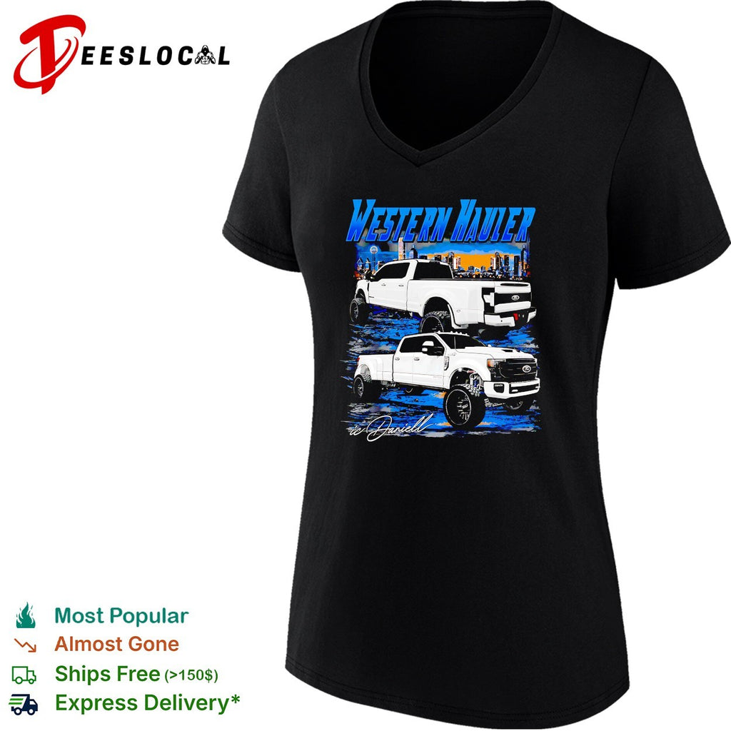 Ford western hauler truck city skyline shirt